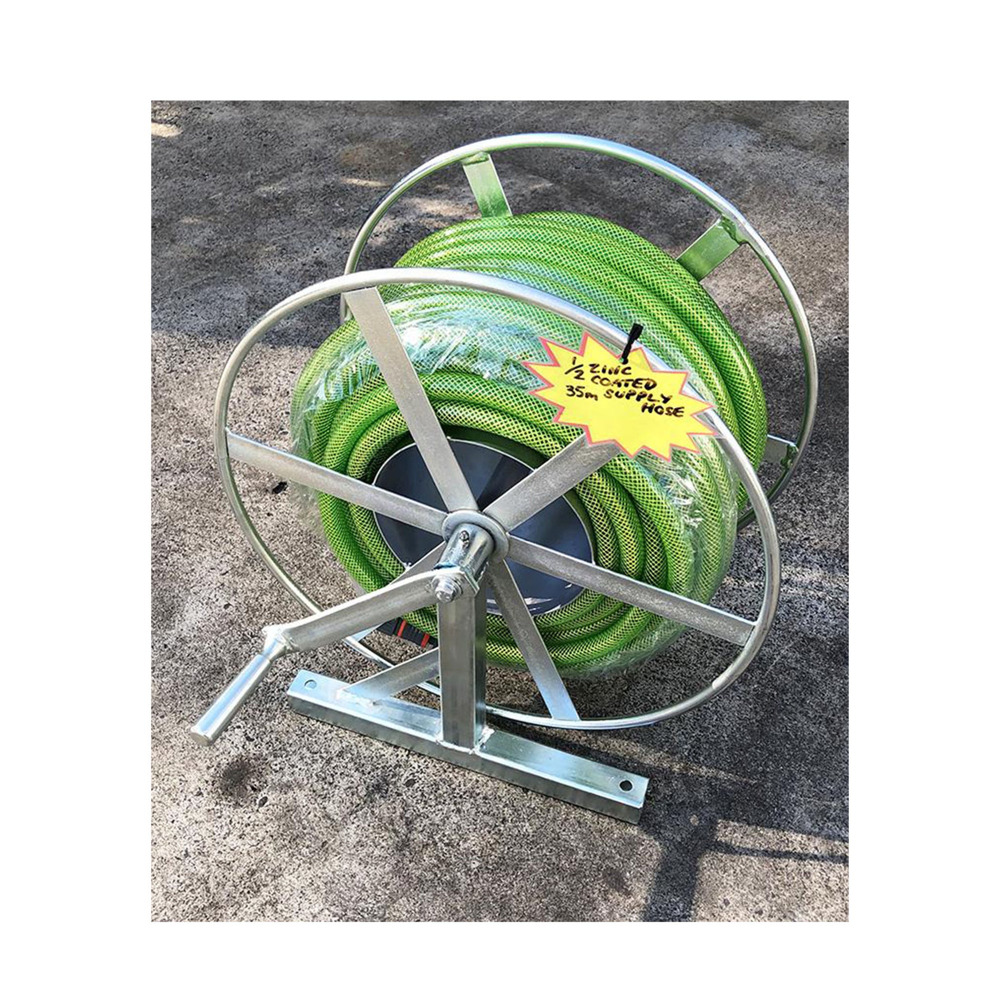 Galvanised Hose Reel 1/2" with 35m Hose