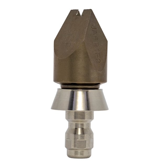 Drain cleaning nozzles with stainless steel skirt for protection (1/4 inch, QR-C)
