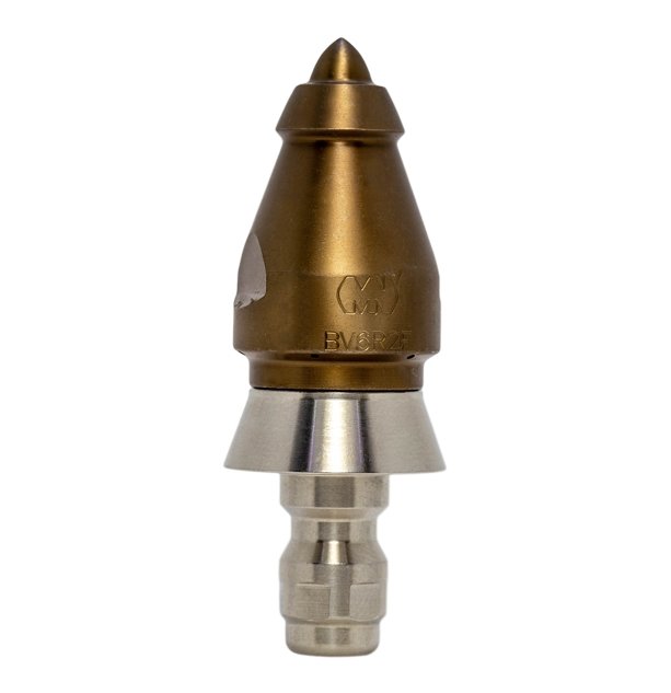 Beaver Invader Nozzle with QR-C one piece stainless steel skirt for drain cleaning