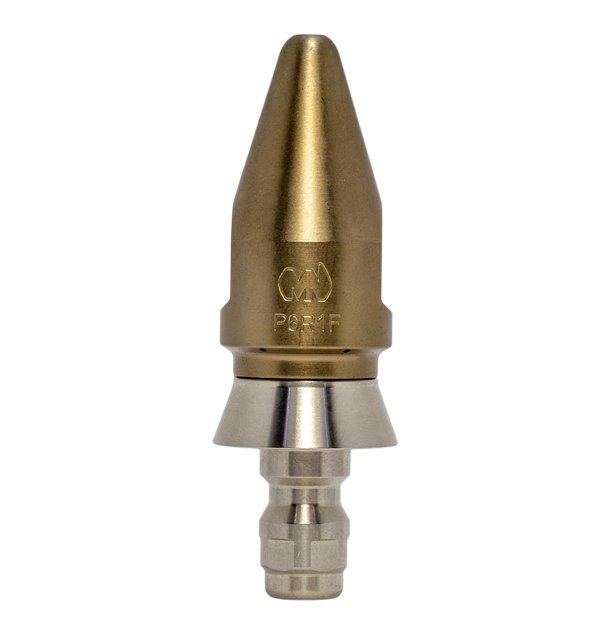 Predator Nozzle 1/4" series with QR-C one piece stainless steel skirt for drain cleaning