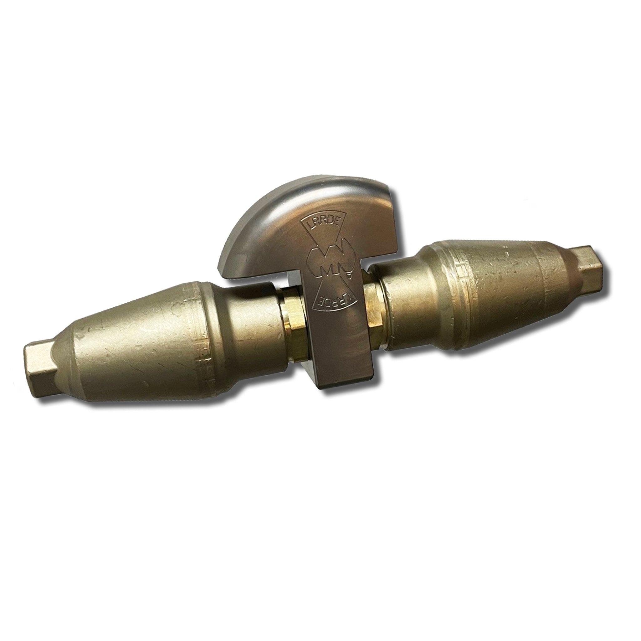 Large Root Ranger drain cleaning nozzle with two spray directions for tough clogs (1/2")