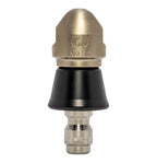 Negotiator Nozzle 1/4" series with QR-A slim PVC skirt for drain cleaning
