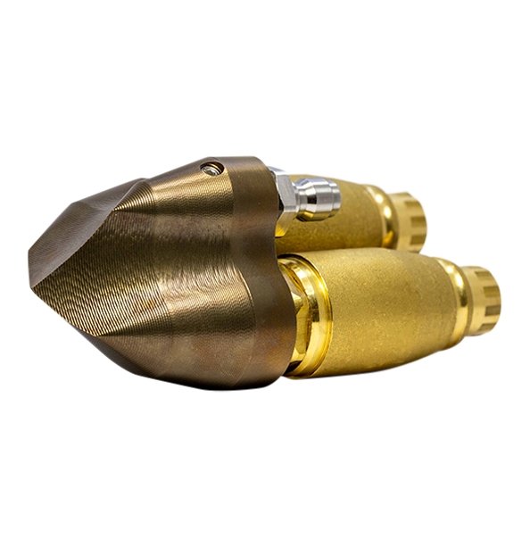 Root Ranger double barrel drain cleaning nozzle for increased cleaning power (1/4")