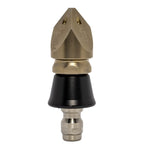 Trivector Penetrating drain cleaning nozzle with QR-A adapter and slim PVC skirt (1/4")