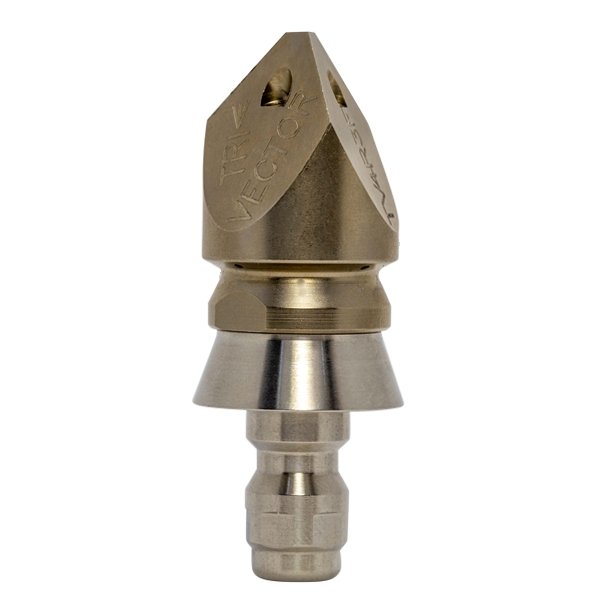 Trivector Penetrating drain cleaning nozzle with stainless steel skirt for durability (1/4")