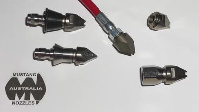 Drain cleaning nozzle with protective PVC skirt (1/8 inch)